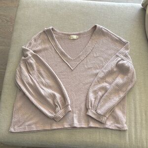V-Neck Textured Women's Sweater - Cream